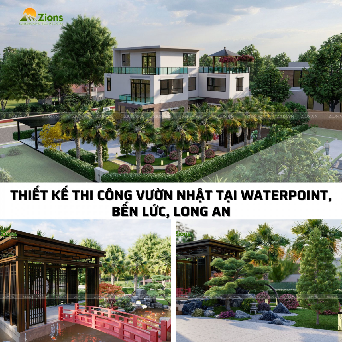 Thiết kế thi công sân vườn biệt thự phong cách Nhật Bản tại Waterpoint, Bến Lức, Long An